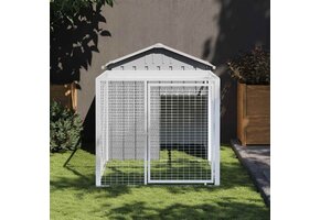 vidaXL Kippenhok met ren 117x201x123 cm Gegalvaniseerd Staal Grijs - 41% Korting