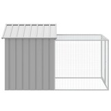 vidaXL Kippenhok met ren 117x201x123 cm gegalvaniseerd staal grijs