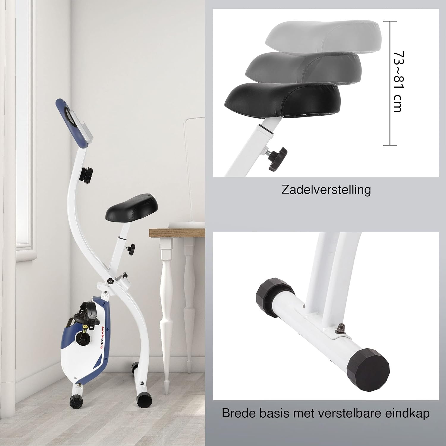 Opvouwbare Hometrainer F-Bike 150 - 8 Weerstanden - LCD Display - Blauw/Wit (55% Korting)