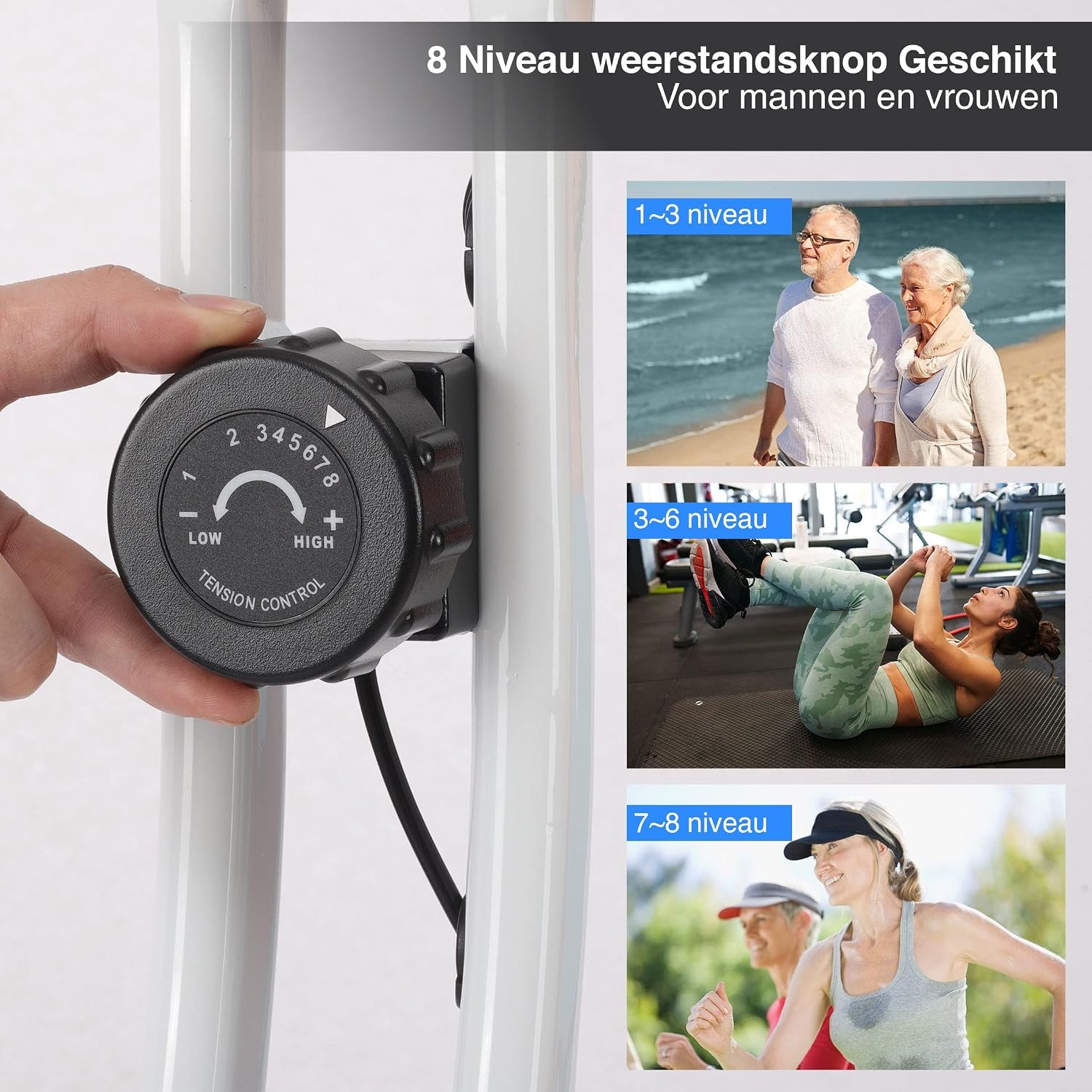 Opvouwbare Hometrainer F-Bike 150 - 8 Weerstanden - LCD Display - Blauw/Wit (55% Korting)