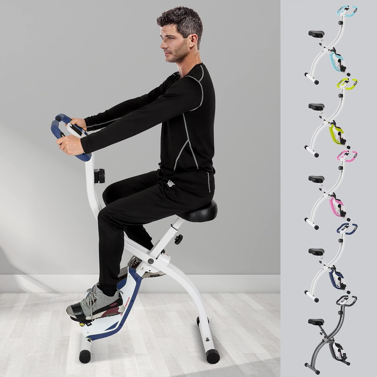 Opvouwbare Hometrainer F-Bike 150 - 8 Weerstanden - LCD Display - Blauw/Wit (55% Korting)