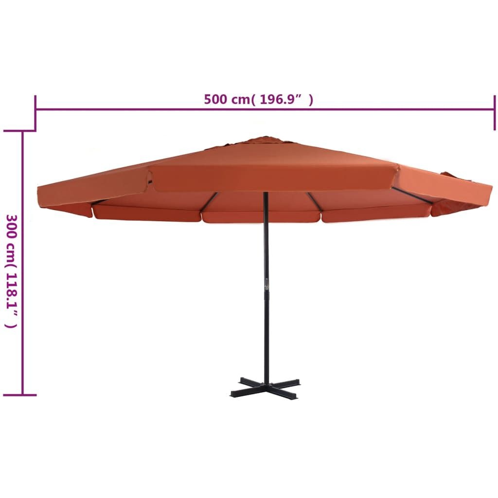 Terracotta Parasol met Aluminium Paal 500 cm - 55% Korting!