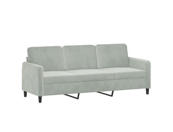 Driezitsbank 180 cm Fluweel Lichtgrijs - 35% Korting