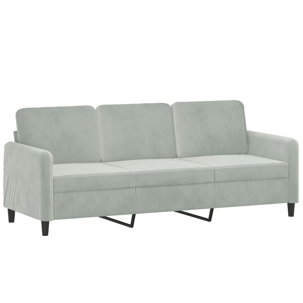 Driezitsbank 180 cm Fluweel Lichtgrijs - 35% Korting