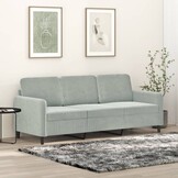 Driezitsbank 180 cm Fluweel Lichtgrijs - 35% Korting