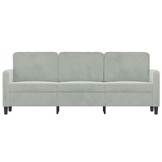 Driezitsbank 180 cm Fluweel Lichtgrijs - 35% Korting