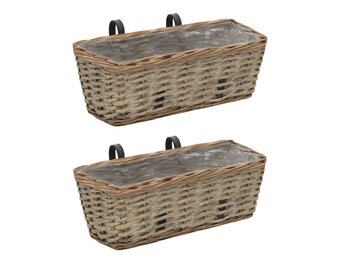 VidaXL Balkonbakken 2 stuks 40 cm Wicker Bruin met PE-voering - 59% Korting