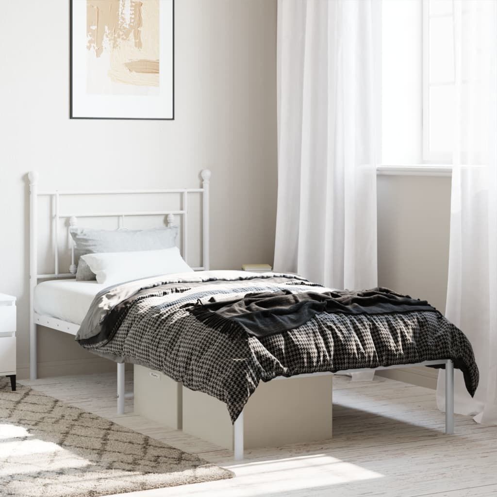 vidaXL Bedframe met Hoofdbord Metaal Wit 90x200 cm - 34% Korting