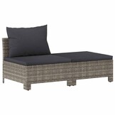VidaXL Loungeset 2-delig met kussens, polyrattan grijs - 35% Korting