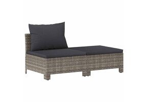 VidaXL Loungeset Poly Rattan Grijs met Kussens - 41% Korting
