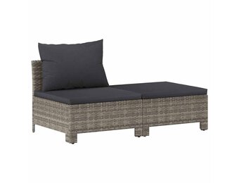 VidaXL Loungeset 2-delig met kussens, polyrattan grijs - 35% Korting
