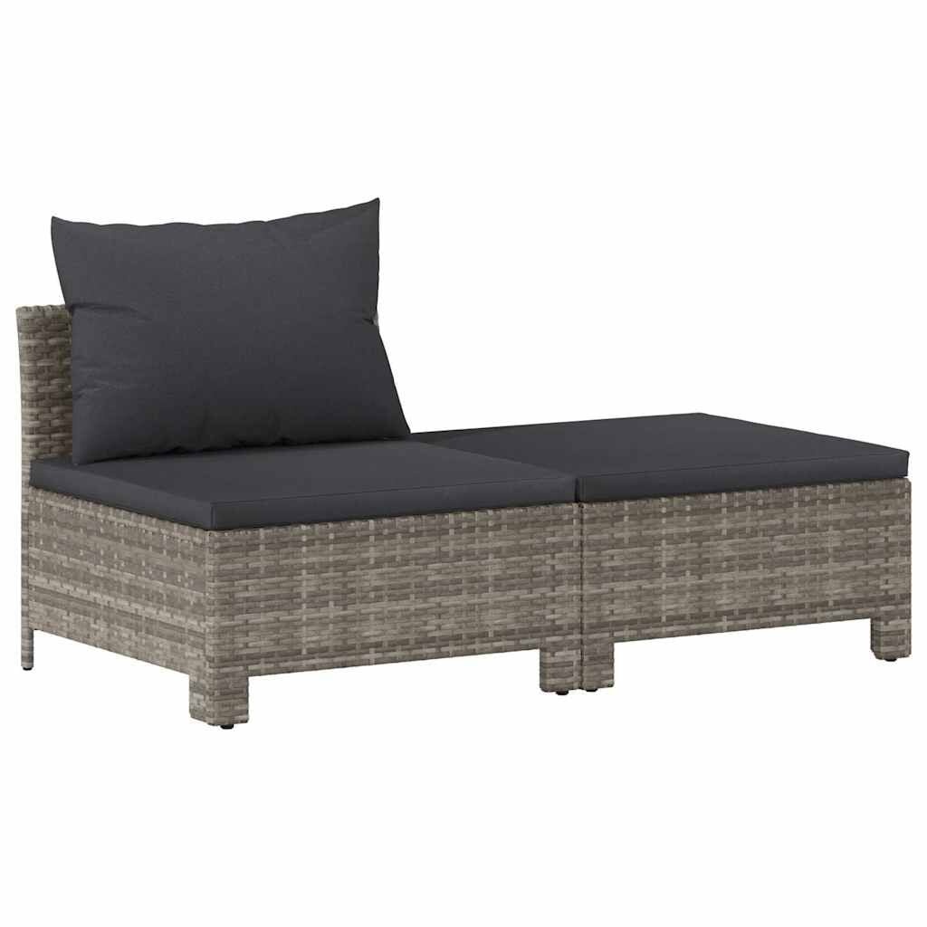 VidaXL Loungeset 2-delig met kussens, polyrattan grijs - 35% Korting