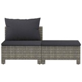 VidaXL Loungeset 2-delig met kussens, polyrattan grijs - 35% Korting