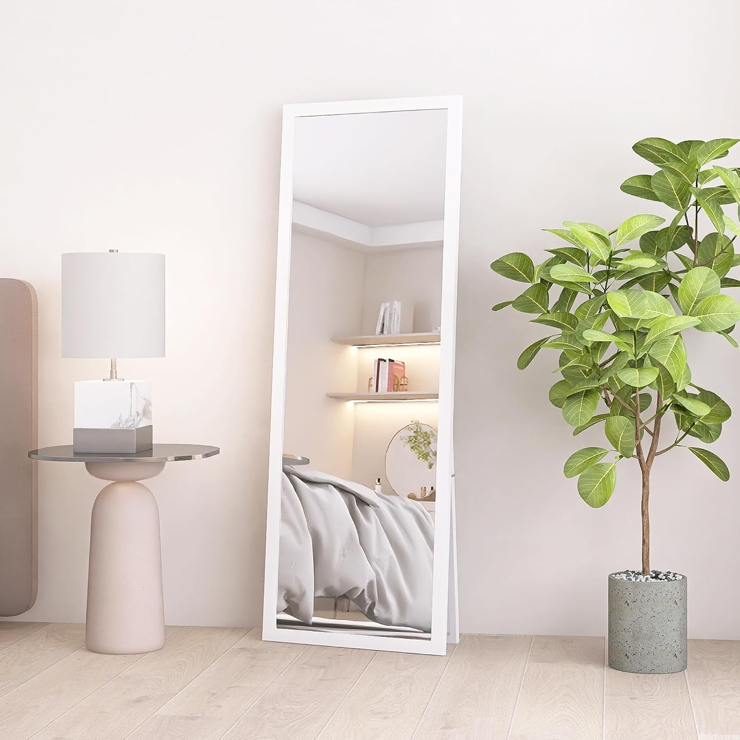 Staan Spiegel Wit Houten Frame 140x50 cm - 34% Korting