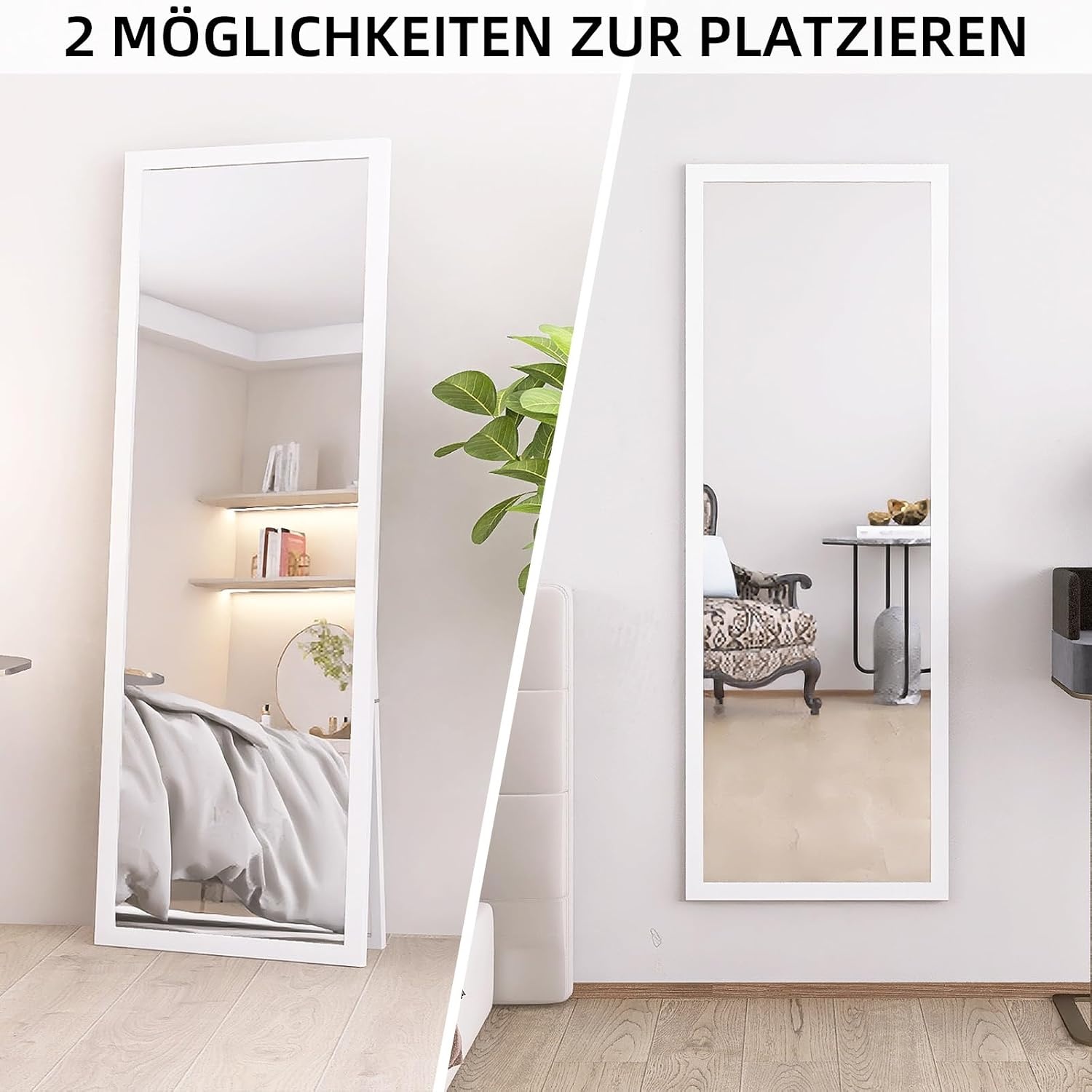 Staan Spiegel Wit Houten Frame 140x50 cm - 34% Korting