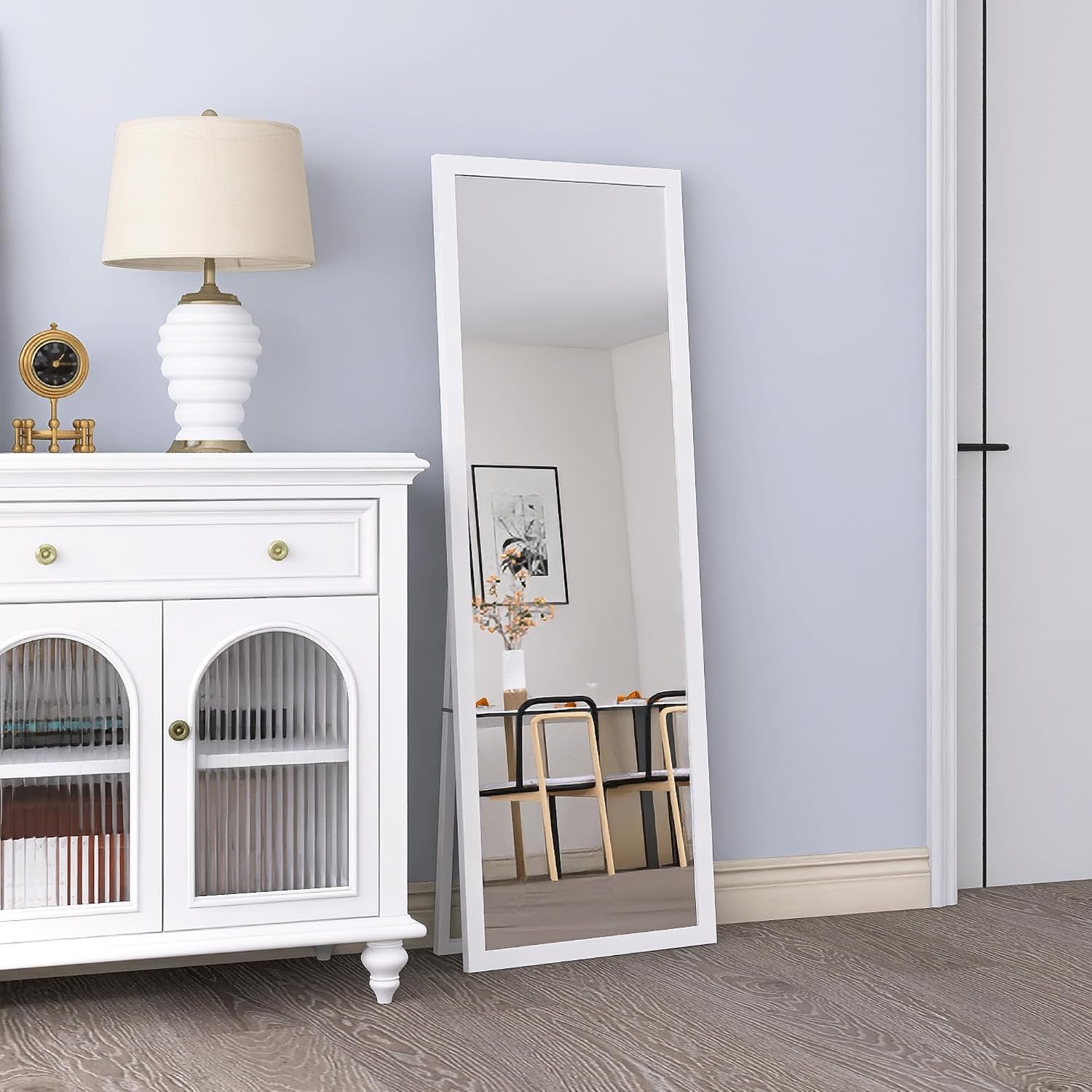 Staan Spiegel Wit Houten Frame 140x50 cm - 34% Korting