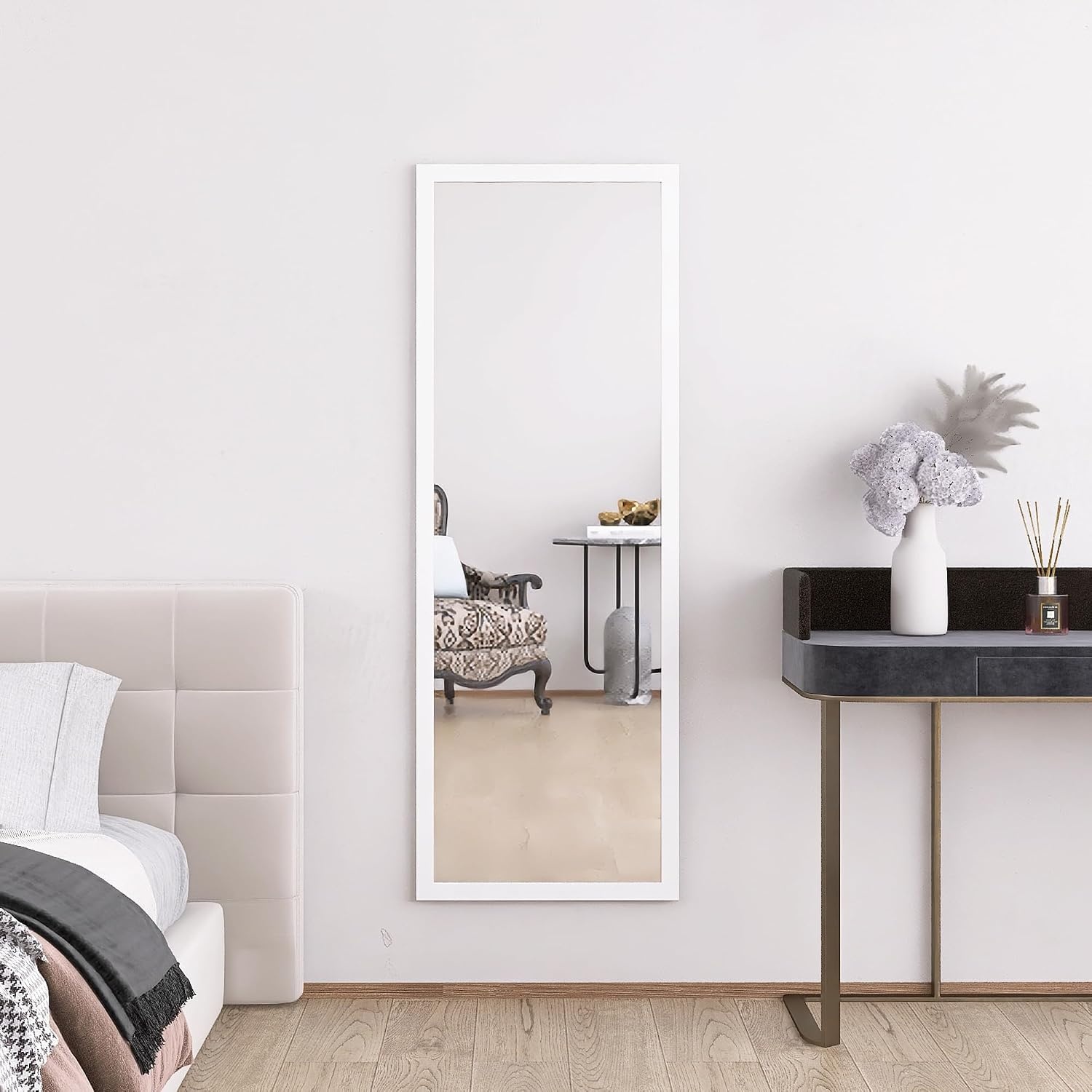 Staan Spiegel Wit Houten Frame 140x50 cm - 34% Korting