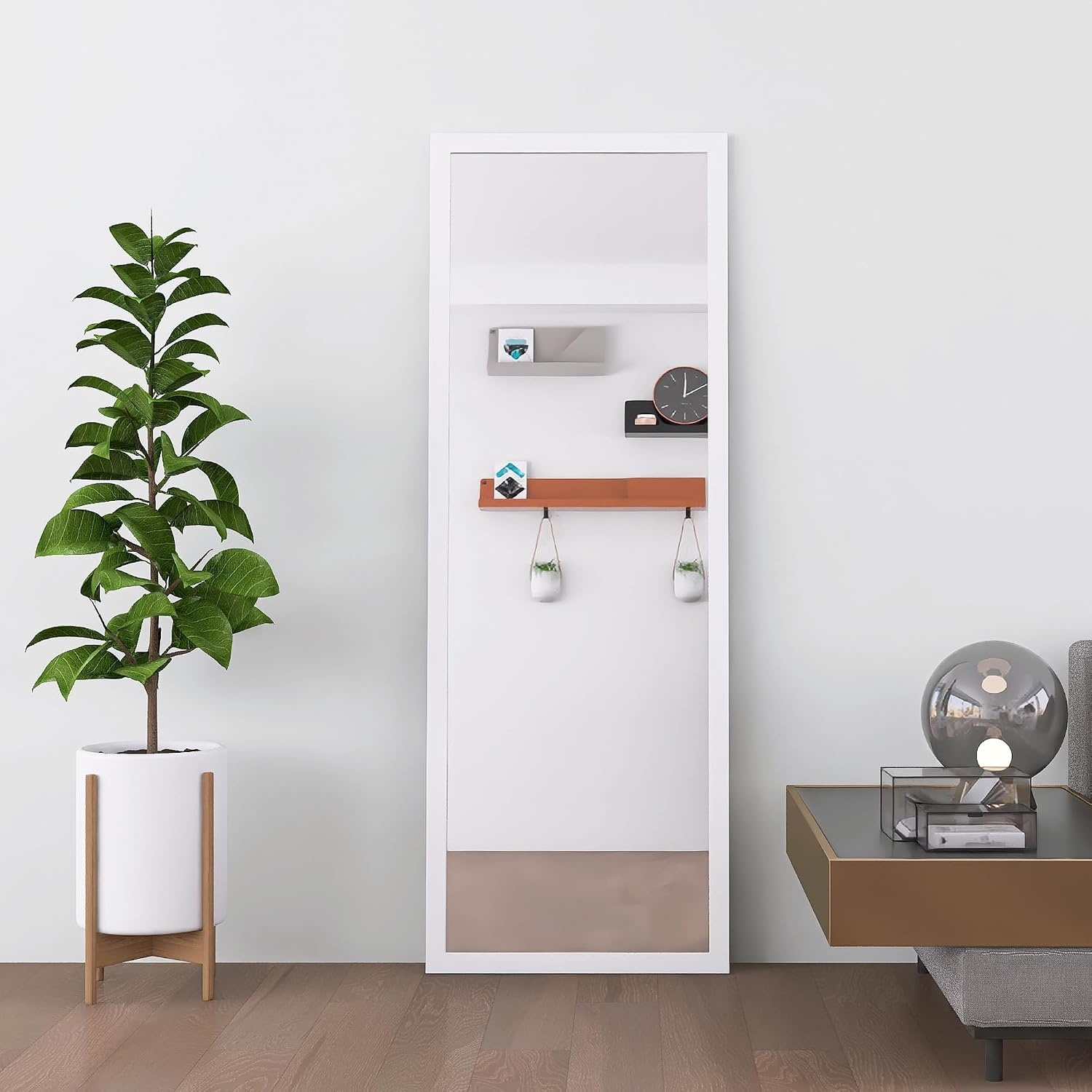 Staan Spiegel Wit Houten Frame 140x50 cm - 34% Korting