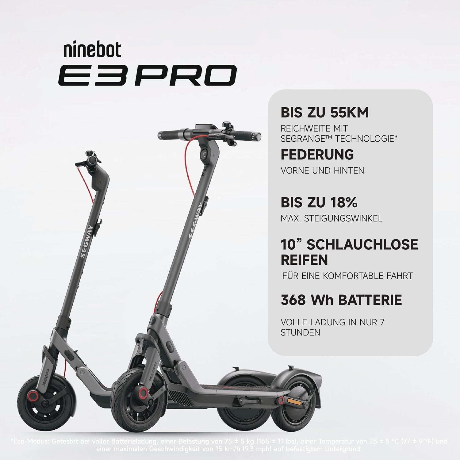 Segway-Ninebot E-Scooter E3 Pro D 800W Zilver/Zwart 10 inch - 60% Korting
