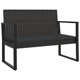 vidaXL Tuinbank met Kussens Zwart Poly Rattan - 106 cm - 34% Korting