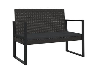 vidaXL Tuinbank met Kussens Zwart Poly Rattan - 106 cm - 34% Korting