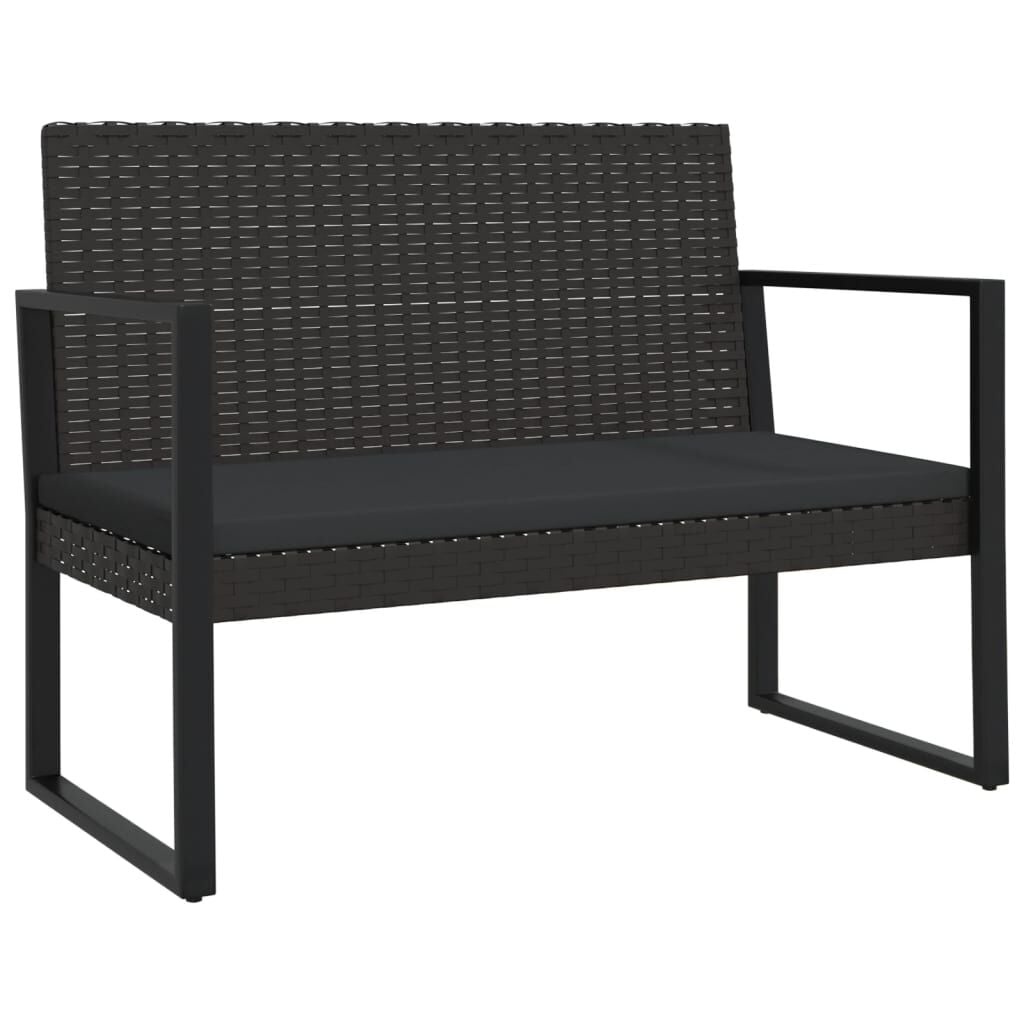 vidaXL Tuinbank met Kussens Zwart Poly Rattan - 106 cm - 34% Korting