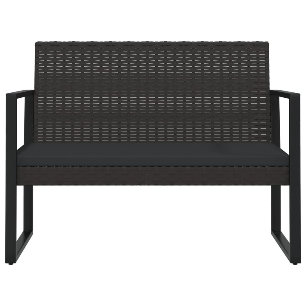 vidaXL Tuinbank met Kussens Zwart Poly Rattan - 106 cm - 34% Korting