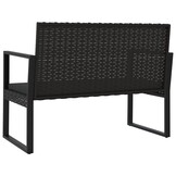 vidaXL Tuinbank met Kussens Zwart Poly Rattan - 106 cm - 34% Korting