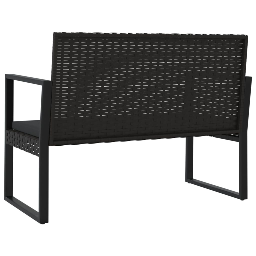 vidaXL Tuinbank met Kussens Zwart Poly Rattan - 106 cm - 34% Korting