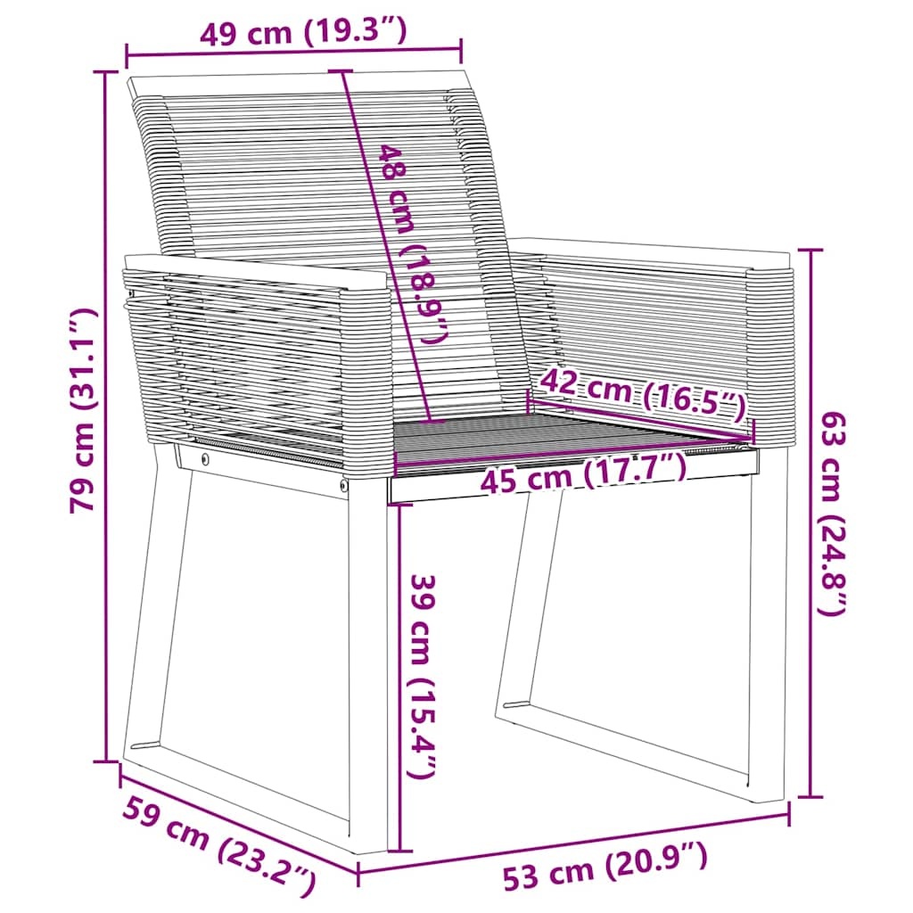 vidaXL Tuinstoelen 4 st poly rattan zwart