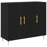 vidaXL Dressoir Zwart Eiken 90 x 34 x 80 cm Bewerkt hout