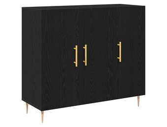vidaXL Dressoir Zwart Eiken 90 x 34 x 80 cm Bewerkt hout