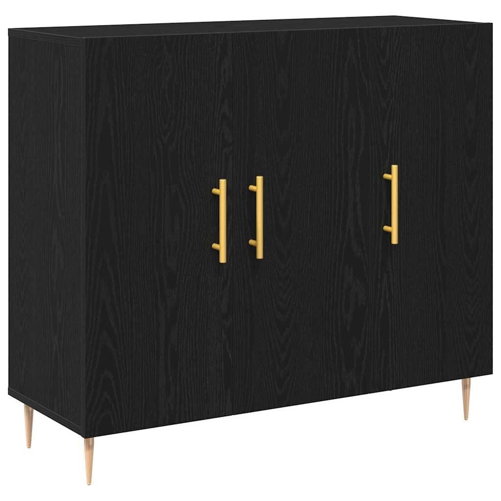 vidaXL Dressoir Zwart Eiken 90 x 34 x 80 cm Bewerkt hout