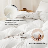 BEDSURE Donzen dekbed 155 x 220 cm, warm winterdekbed van 90% dons / 10% veren 1480 gr. dikke vulling, extra warm verendekbed met Öko-Tex-certificaat, wasbaar quilt wit