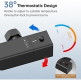 Ronvie Thermostatische douchemengstang - twee uitgangen wandgemonteerde messing klep, 38 °C veiligheidsslot en koel aanraakoppervlak met 1/2" G boven- en onderkant BSP-aansluitingen, matzwart