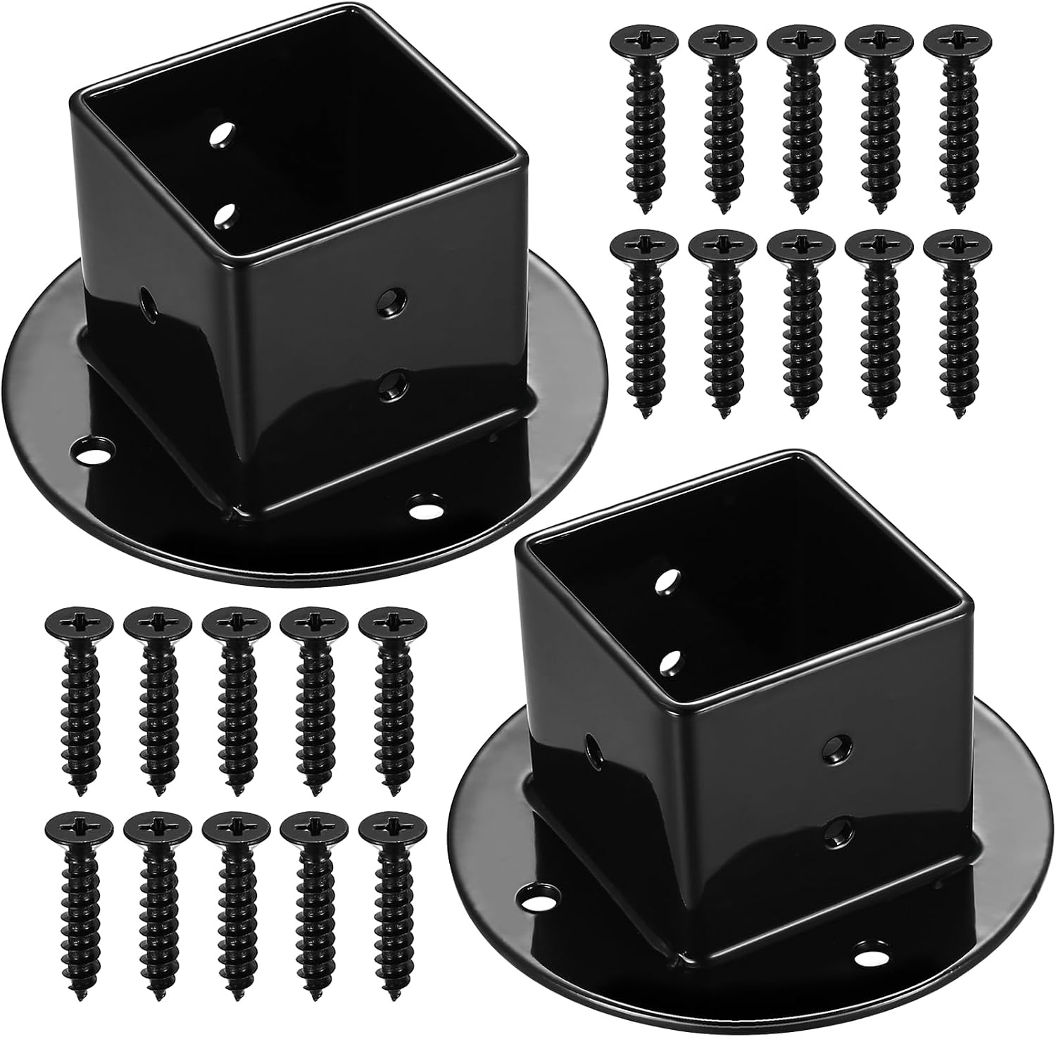 paaldragers, schroefhulzen, dekpaalbasis, paalhouders (100x100mm_2 stuks) - Maat 100x100mm_2 stuks