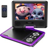 YOTON 9,5 inch draagbare dvd-speler met 7,5 inch HD-draaibaar scherm voor auto en kinderen, 4-6 uur werktijd met ingebouwde batterij, hoofdtelefoon/AV-IN/AV-OUT/USB/SD-kaart [Geen ondersteuning voor