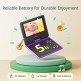 YOTON 9,5 inch draagbare dvd-speler met 7,5 inch HD-draaibaar scherm voor auto en kinderen, 4-6 uur werktijd met ingebouwde batterij, hoofdtelefoon/AV-IN/AV-OUT/USB/SD-kaart [Geen ondersteuning voor