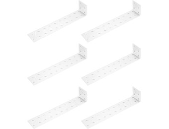 6 stuks ankerbeugels, haakse beugels voor hout, metalen Heavy Duty 90 graden L hoekbeugel voor hout hout verbinding, bevestigingsconnector, wit, 19,8 x 3,5 x 3,5 cm