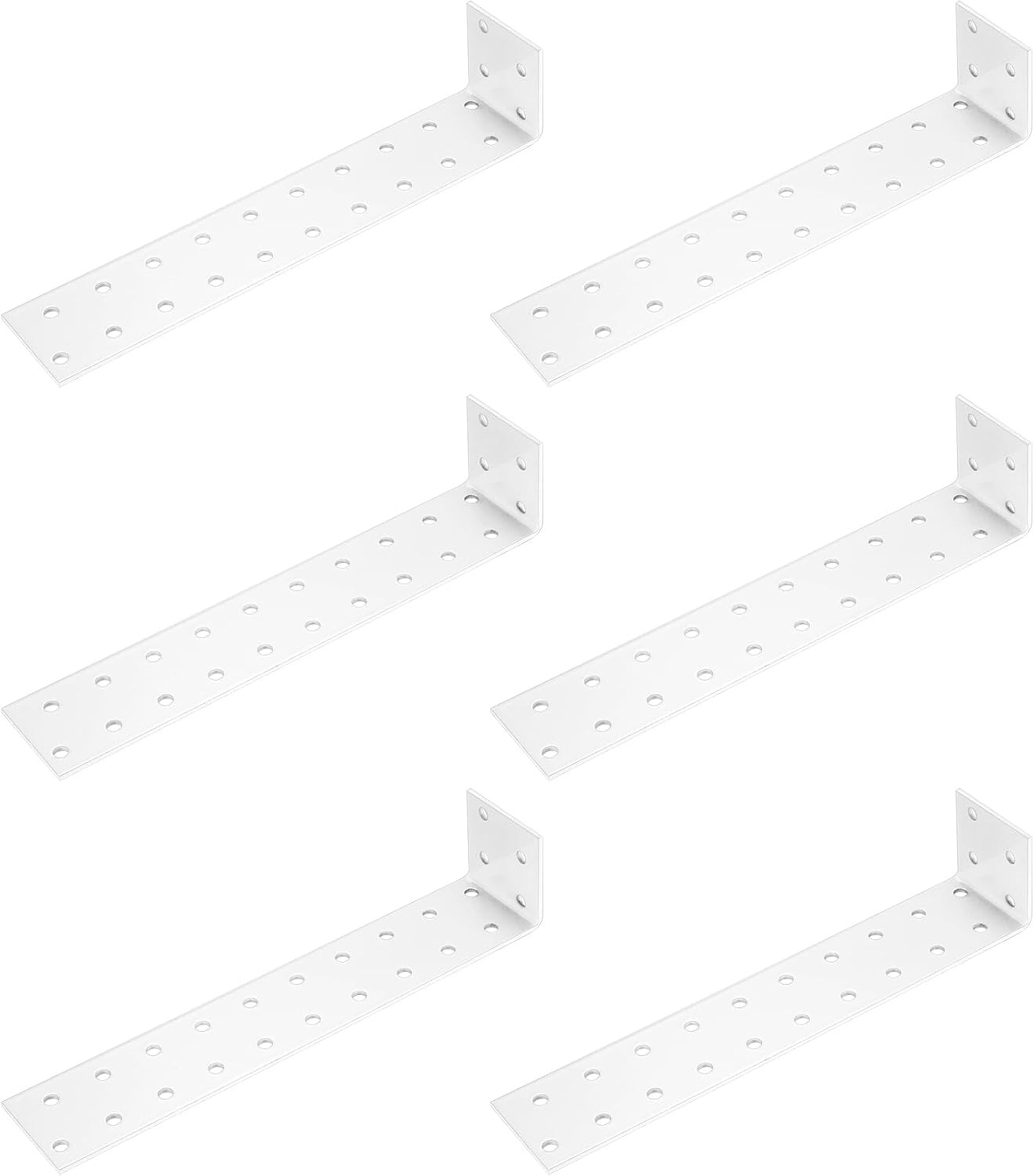6 stuks ankerbeugels, haakse beugels voor hout, metalen Heavy Duty 90 graden L hoekbeugel voor hout hout verbinding, bevestigingsconnector, wit, 19,8 x 3,5 x 3,5 cm
