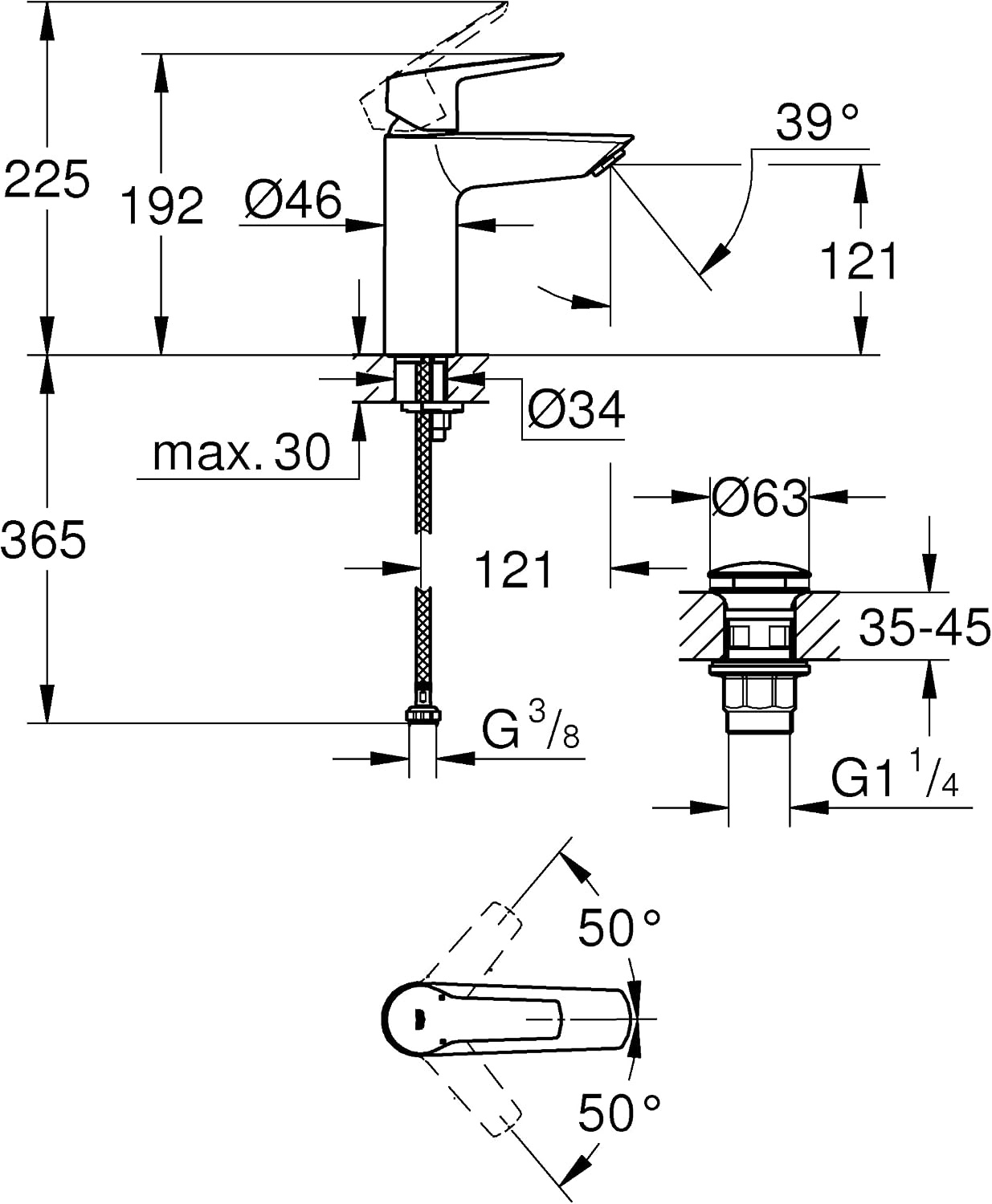 GROHE QUICKFIX 24204002 Eenhendelmengkraan DN 15 | M-size | chroom, met montagetool