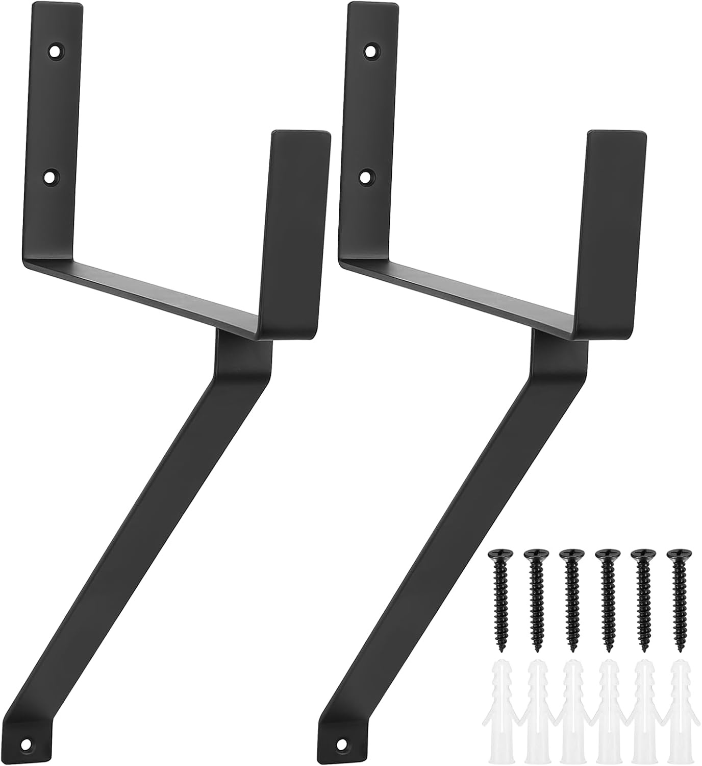 2 Stk Zwaargewicht Wandhaken, Montagebeugels voor Garage, Werkplaats, Muurbevestiging Ladderhouder, Draagvermogen 50 kg, Q235 ijzer (zwart)
