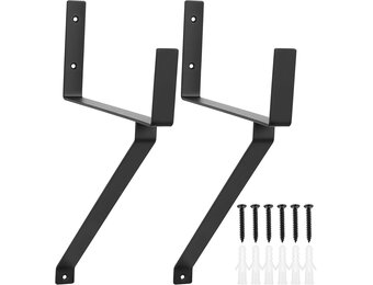 2 Stk Zwaargewicht Wandhaken, Montagebeugels voor Garage, Werkplaats, Muurbevestiging Ladderhouder, Draagvermogen 50 kg, Q235 ijzer (zwart)