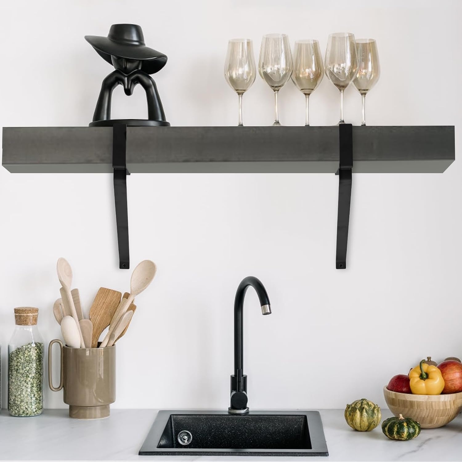 2 Stk Zwaargewicht Wandhaken, Montagebeugels voor Garage, Werkplaats, Muurbevestiging Ladderhouder, Draagvermogen 50 kg, Q235 ijzer (zwart)