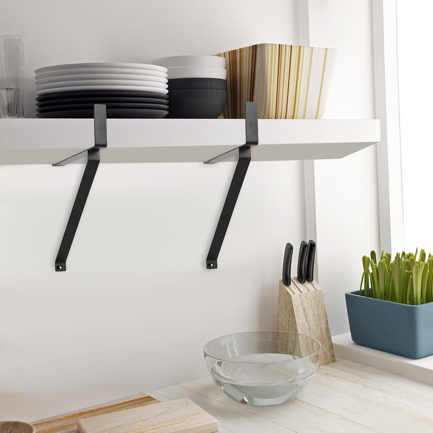 2 Stk Zwaargewicht Wandhaken, Montagebeugels voor Garage, Werkplaats, Muurbevestiging Ladderhouder, Draagvermogen 50 kg, Q235 ijzer (zwart)