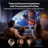 Aurzen EAZZE D1G Officiële Google TV 4K ondersteunde slimme projector met wifi en Bluetooth, autofocus en keystone, Dolby Audio, Zoom, Native 1080P draagbare mini-filmprojector voor thuis en buiten