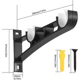 2 stuks gordijnstangbeugels, zwarte gordijnroedebeugels, zwaar belastbare metalen gordijnbeugels voor palen, gordijnroedehouders haken aluminiumlegering, gordijnrailbeugels voor 23 mm-33 mm