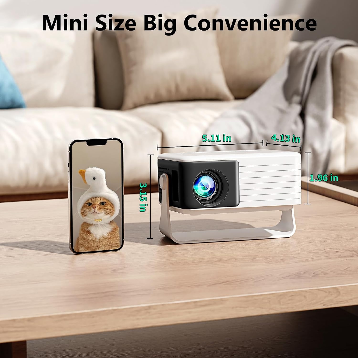 Mini Draagbare Projector - Ondersteunt Full HD 1080P, Yoton Y3 Projector Compatibel met Mobiel, Telefoons, PC, PS5 en Xbox, USB, HDMI, SD, AV Ingangen, Ideaal voor Kinderen als Cadeau