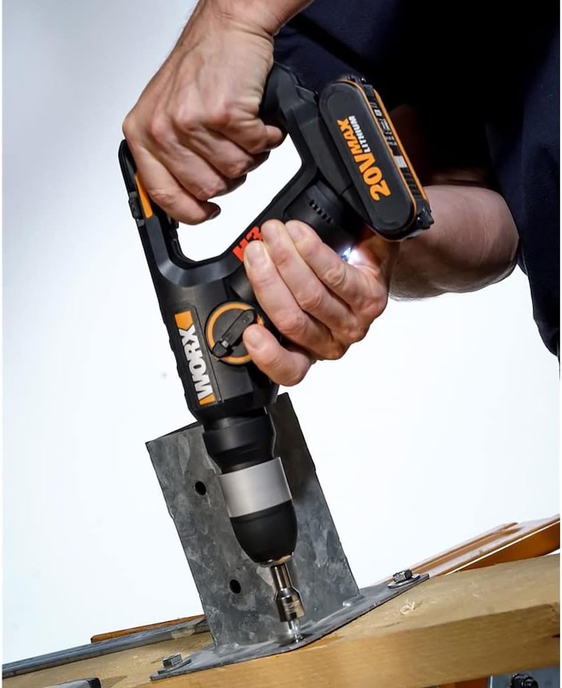 WORX WX390.9 boorhamer SDS-plus 20 V, krachtige boormachine met pneumatische hamerwerk en tweede handgreep, ideaal voor schroeven, boren en hameren, 1,2 J slagenergie, zonder accu en oplader