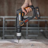 WORX WX390.9 boorhamer SDS-plus 20 V, krachtige boormachine met pneumatische hamerwerk en tweede handgreep, ideaal voor schroeven, boren en hameren, 1,2 J slagenergie, zonder accu en oplader